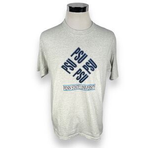Vintage Penn State PSU T-Shirt Men's Large Gray Nittany Lions Crew 90s Cotton